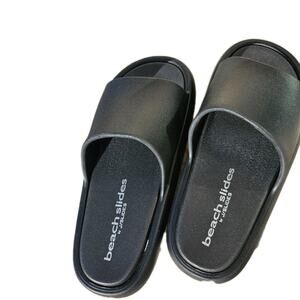 Beach Slides by J/Slides Black Slip-On Sandals with Original Box